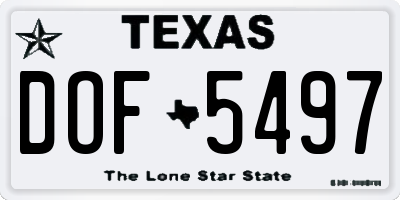 TX license plate DOF5497