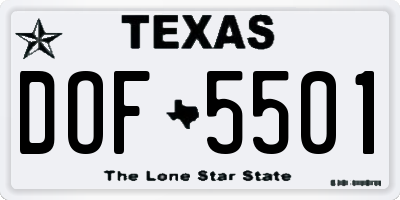 TX license plate DOF5501