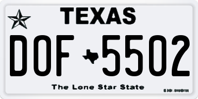 TX license plate DOF5502