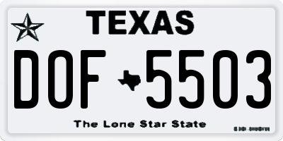 TX license plate DOF5503