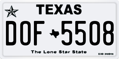TX license plate DOF5508
