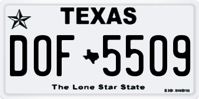 TX license plate DOF5509