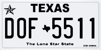 TX license plate DOF5511