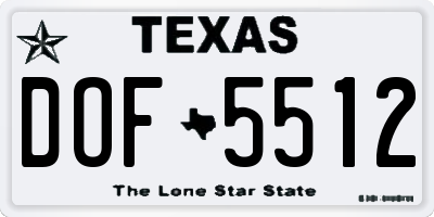 TX license plate DOF5512