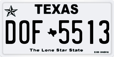 TX license plate DOF5513