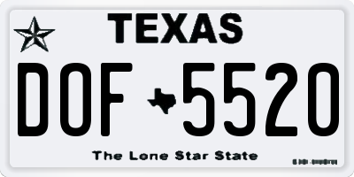 TX license plate DOF5520