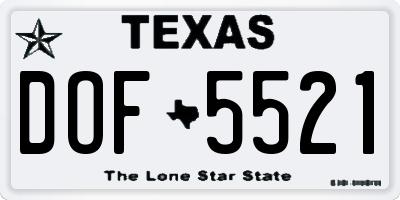 TX license plate DOF5521
