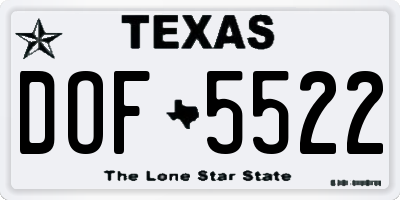 TX license plate DOF5522