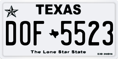 TX license plate DOF5523