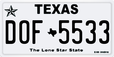 TX license plate DOF5533