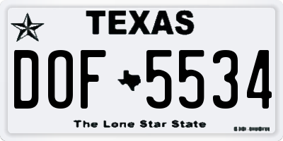 TX license plate DOF5534