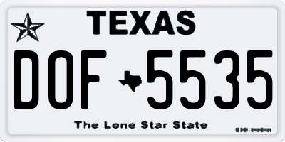TX license plate DOF5535