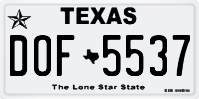 TX license plate DOF5537