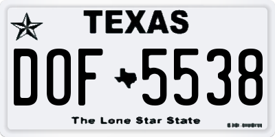 TX license plate DOF5538