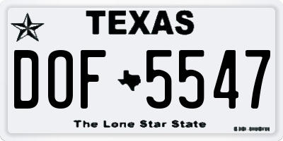 TX license plate DOF5547