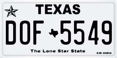 TX license plate DOF5549