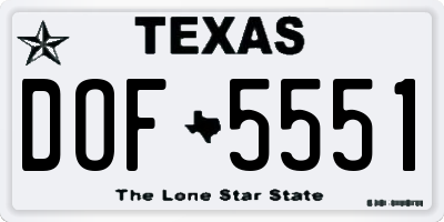 TX license plate DOF5551