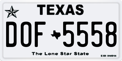 TX license plate DOF5558