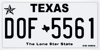 TX license plate DOF5561