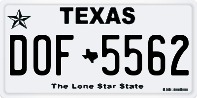 TX license plate DOF5562