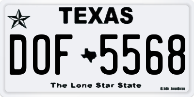 TX license plate DOF5568