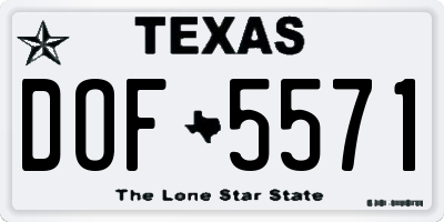 TX license plate DOF5571