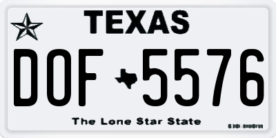 TX license plate DOF5576