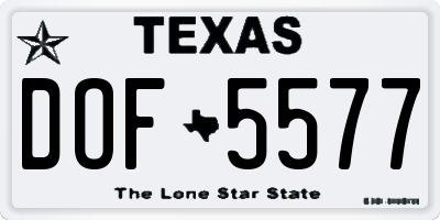 TX license plate DOF5577