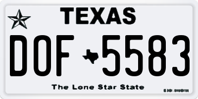 TX license plate DOF5583