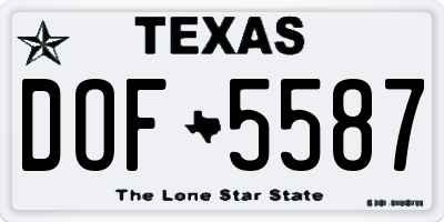 TX license plate DOF5587