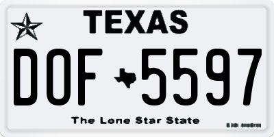 TX license plate DOF5597