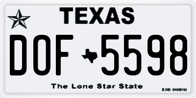 TX license plate DOF5598