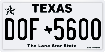 TX license plate DOF5600