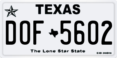 TX license plate DOF5602