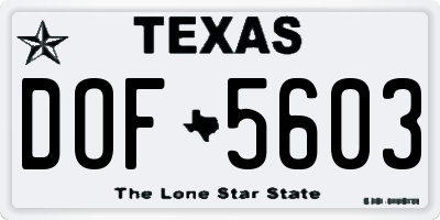 TX license plate DOF5603