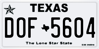 TX license plate DOF5604