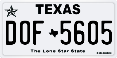 TX license plate DOF5605