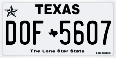 TX license plate DOF5607