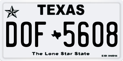 TX license plate DOF5608