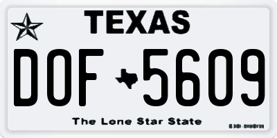 TX license plate DOF5609