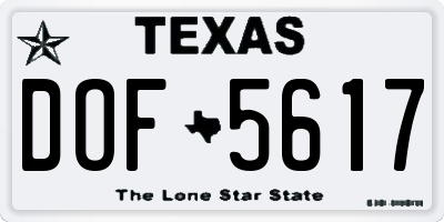 TX license plate DOF5617