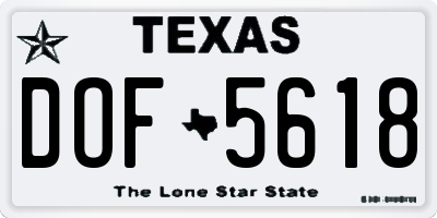 TX license plate DOF5618