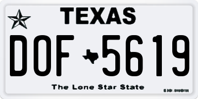 TX license plate DOF5619