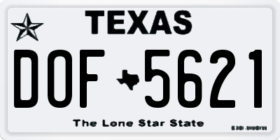 TX license plate DOF5621