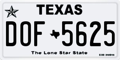 TX license plate DOF5625