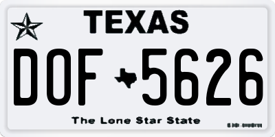 TX license plate DOF5626