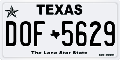 TX license plate DOF5629