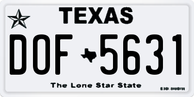 TX license plate DOF5631