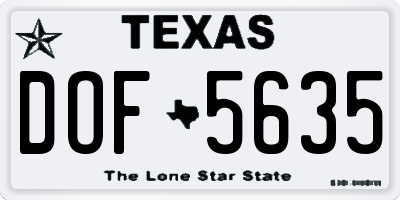 TX license plate DOF5635