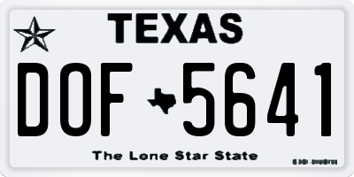 TX license plate DOF5641